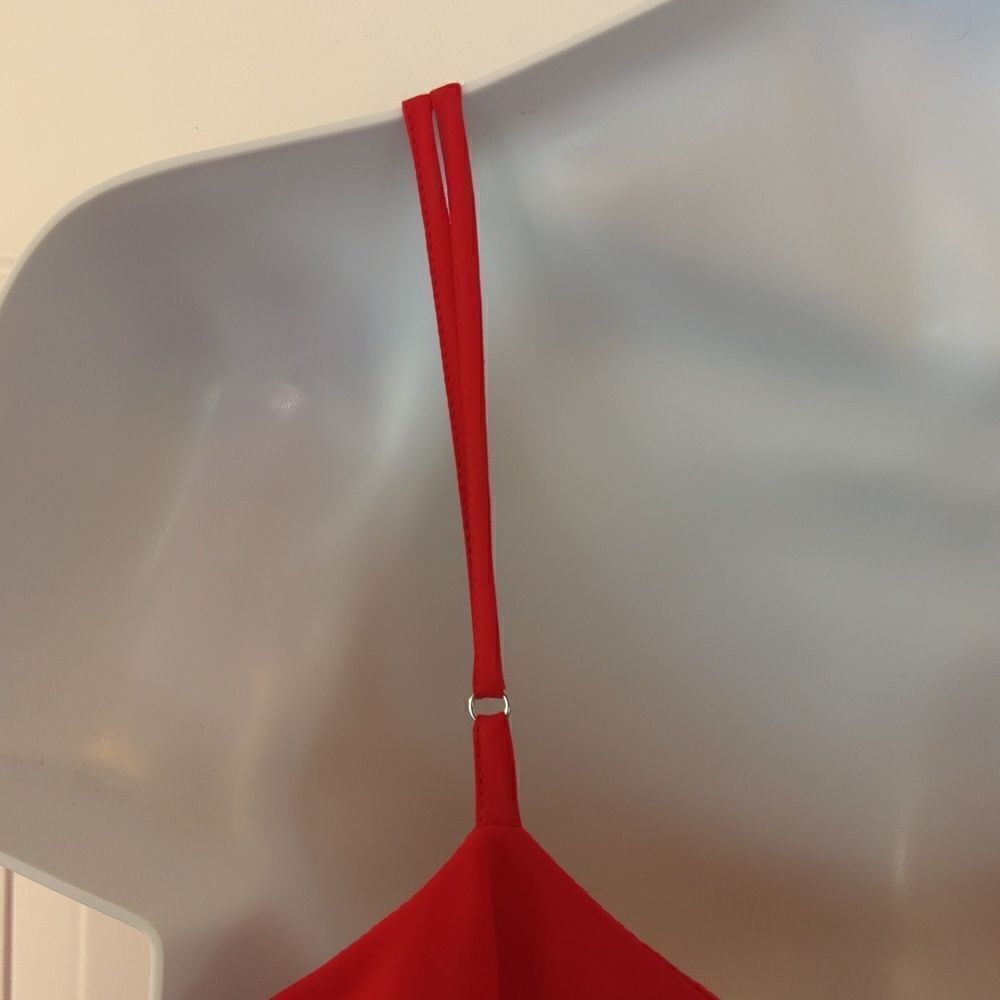 Taylor red fully lined adjustable spaghetti strap… - image 11